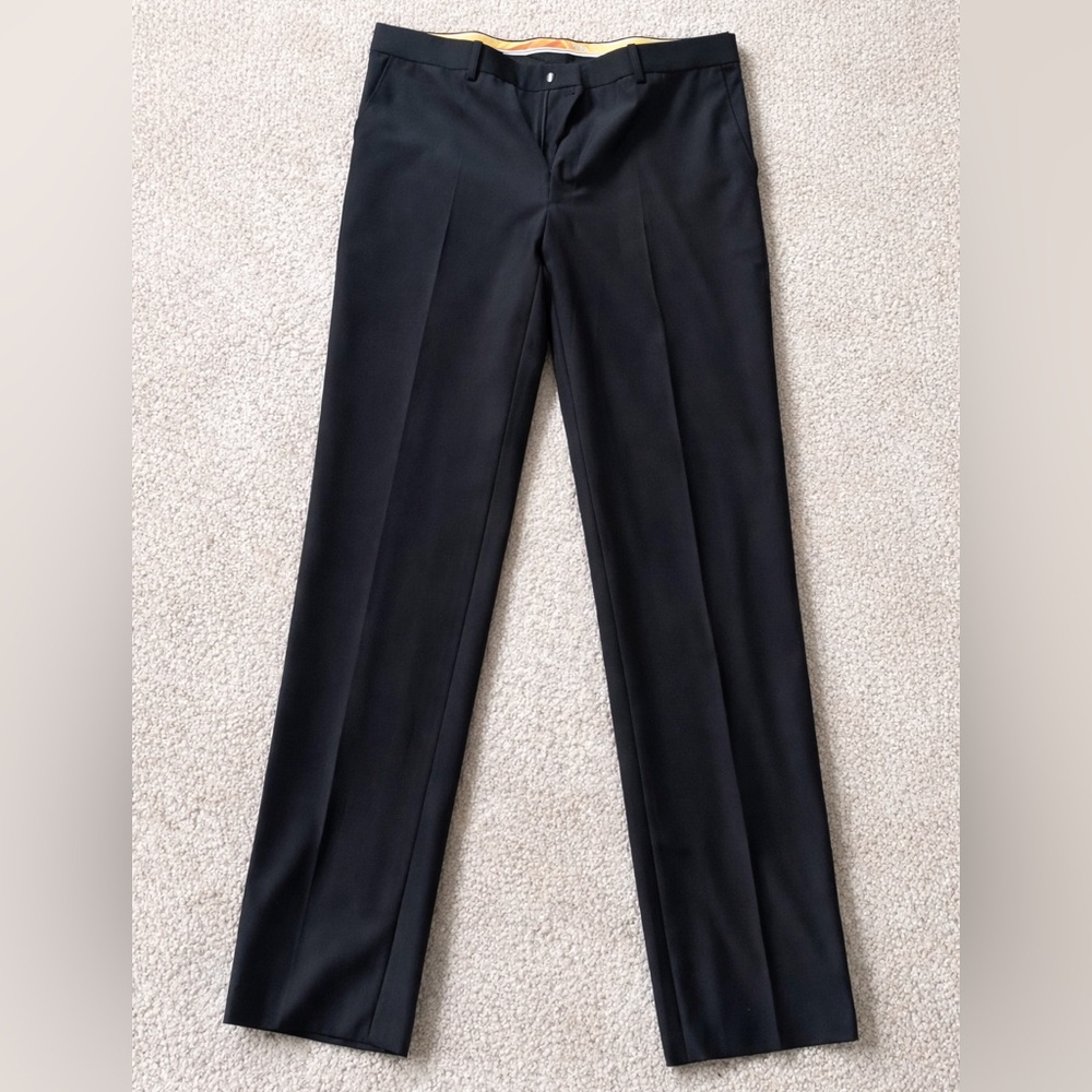Vitarelli Men’s Black Dress Pants Classic Formal Suit Slacks Polyester Rayon